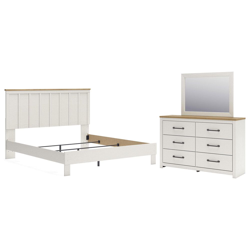 Ashley Linnocreek 3-Piece King Bedroom Set in White and Warm Brown, , large