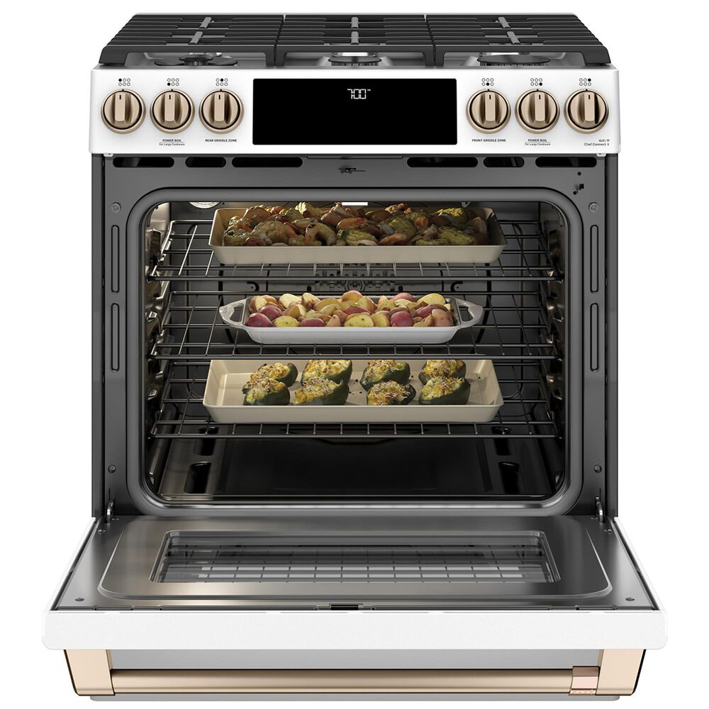 Cafe 5.6 Cu. Ft. Smart Slide-In Gas Range in Matte White, , large