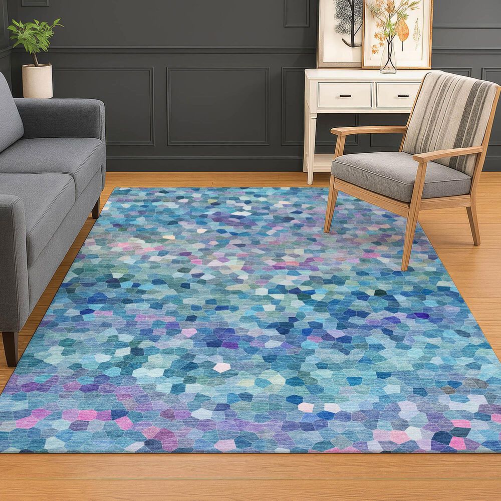 Dalyn Rug Company Kaleidoscope Turquoise 3' x 5' Indoor/Outdoor Area Rug, , large