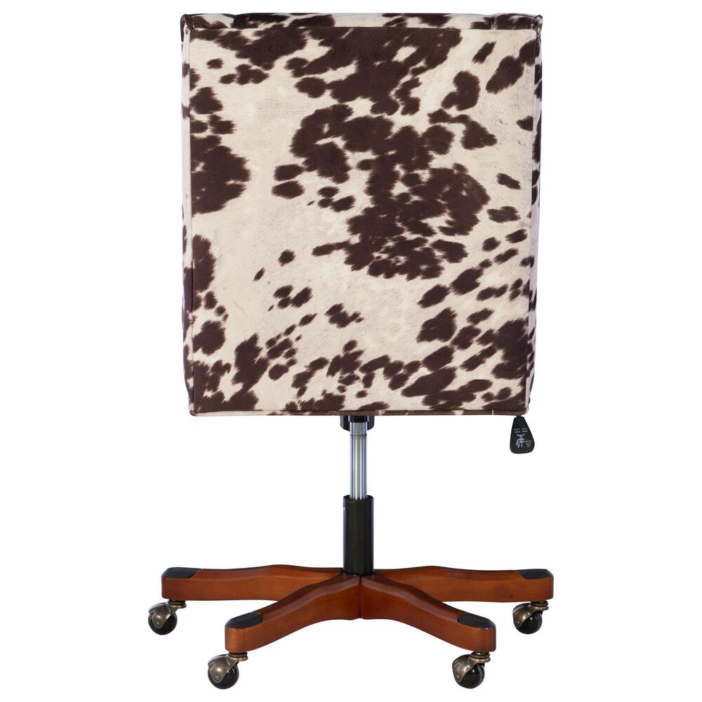 Linon Home Decor Draper Office Chair with Brown and White Cow Cushion in Walnut, , large