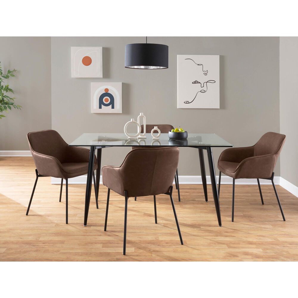 LumiSource Daniella Arm Chair with Espresso Faux Leather Cushion in Black (Set of 2), , large