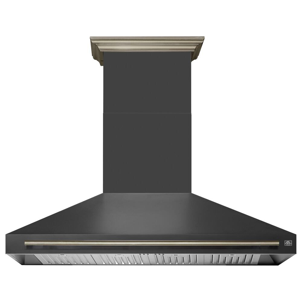 Forno Aria 60" Wall Mount Range Hood in Black and Antique Brass, , large