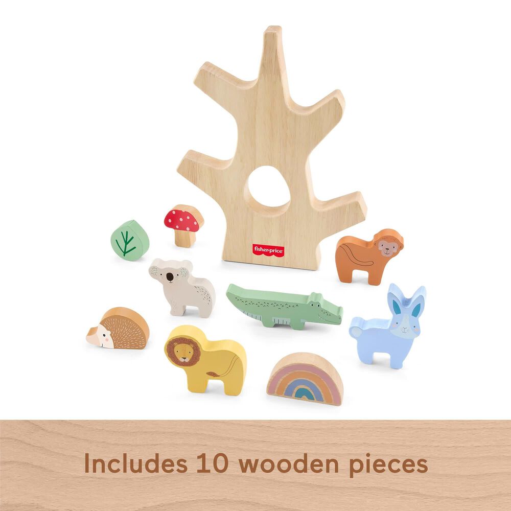 Fisher Price Wooden Balance Tree Preschool Stacking Activity Toy in Multicolor, , large