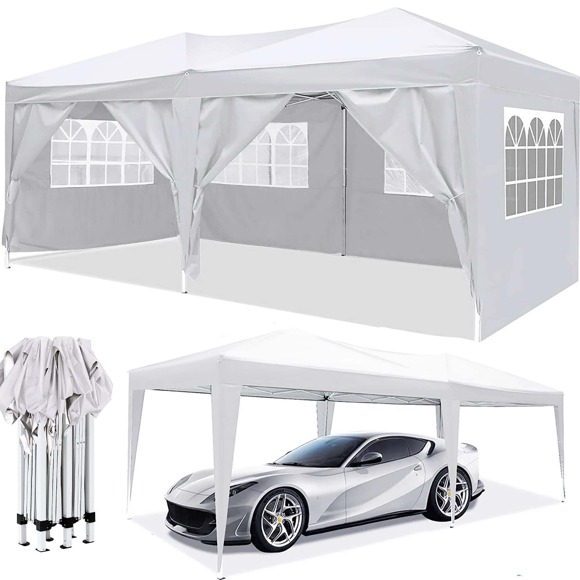HOMLUX 10' x 20' Outdoor Pop Up Canopy Gazebo for Party in White
