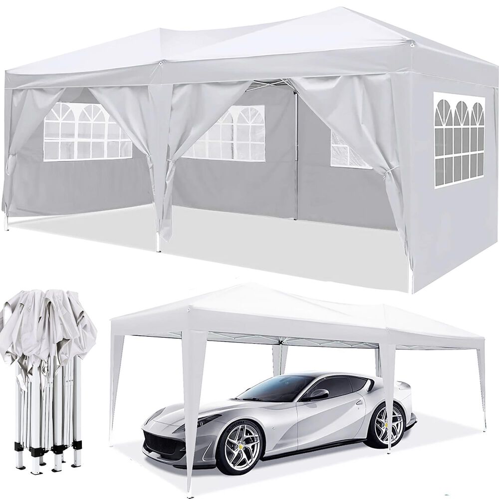 HOMLUX 10' x 20' Outdoor Pop Up Canopy Gazebo for Party in White, , large
