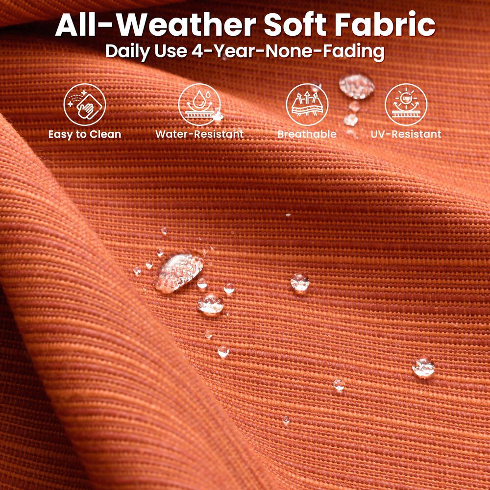 HOMLUX HOMLUX 5-Piece Outdoor Wicker Patio Furniture Set, High Back Rattan Sofa with Chairs, Ottomans &amp; Cushions in Orange Red, , large