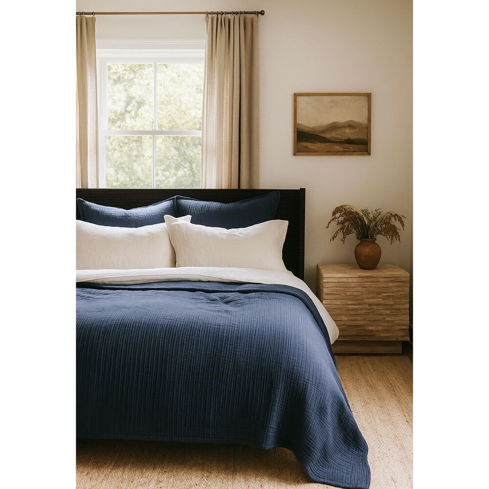 Pom Pom At Home Chatham King Matelasse Blanket in Navy, , large