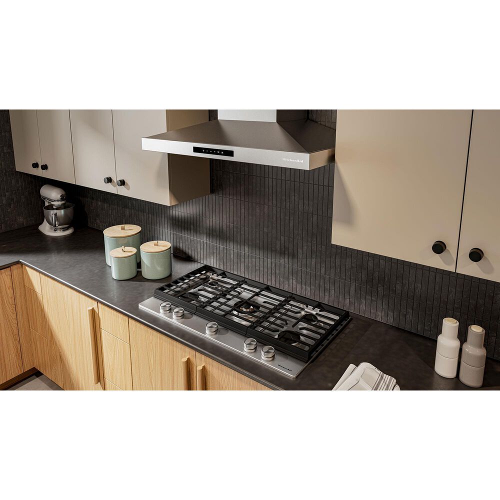 KitchenAid 36" Gas Cooktop with 5 Burners and Integrated Wok Grate in Stainless Steel, , large