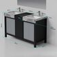 Lexora Home Zilara 55" Double Bathroom Vanity in Black and Grey with 11 cm Castle Grey Marble Top and Rectangular Sinks, , large