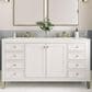 James Martin Vanities Chicago 60" Double Bathroom Vanity in Glossy White with 3 cm Lime Delight Quartz Top and Rectangular Sinks, , large