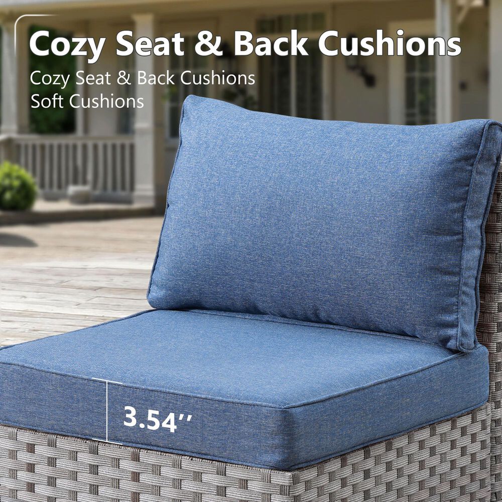 HOMLUX 12-Piece Modern Outdoor Sectional Furniture Set in Denim Blue, , large