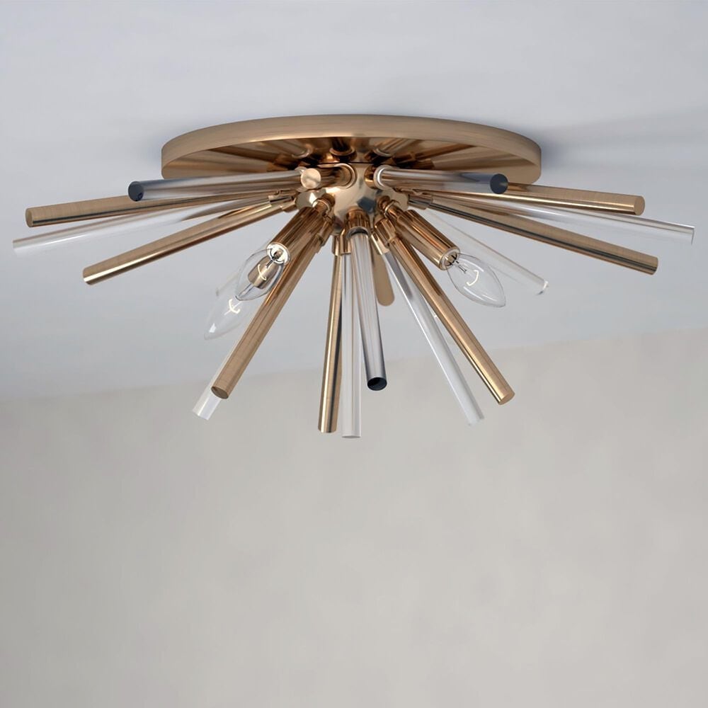 Vaxcel Aria 4-Light Flush Mount in Natural Brass, , large