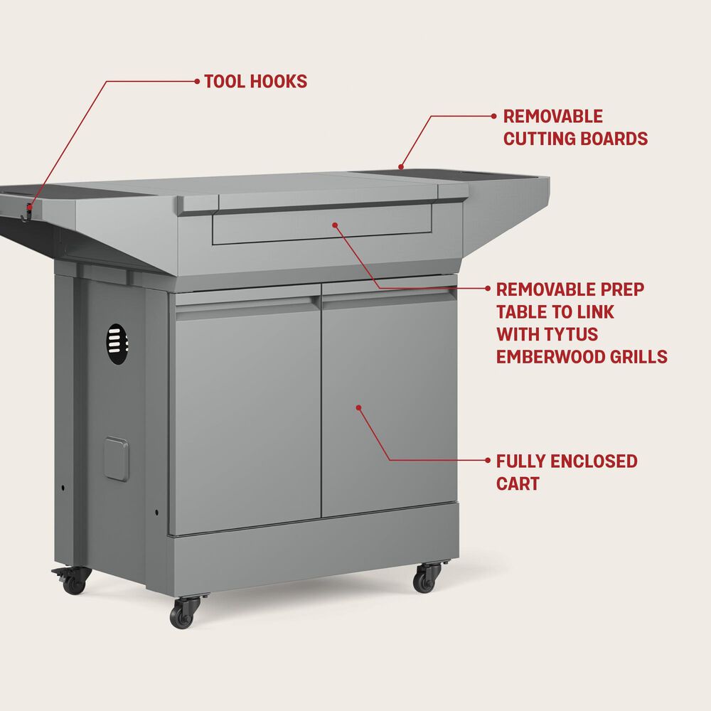 Tytus Anaheim and Emberwood 4-Burner Gas Grill and Grill Prep Cart in Gunmetal Gray, , large