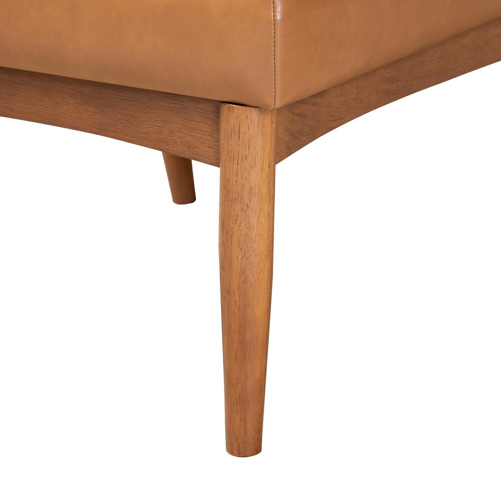 Baxton Studio Daymond Side Chair with Tan Faux Leather in Walnut Brown, , large
