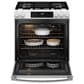 GE Appliances 30" Slide-In Front-Control Convection Gas Range in White, , large