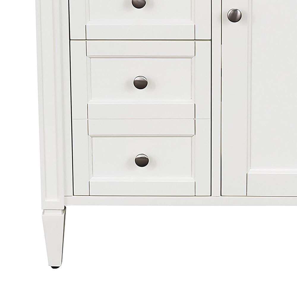 James Martin Vanities Brittany 30&quot; Single Bathroom Vanity in Bright White with 3 cm Carrara White Marble Top and Rectangle Sink, , large