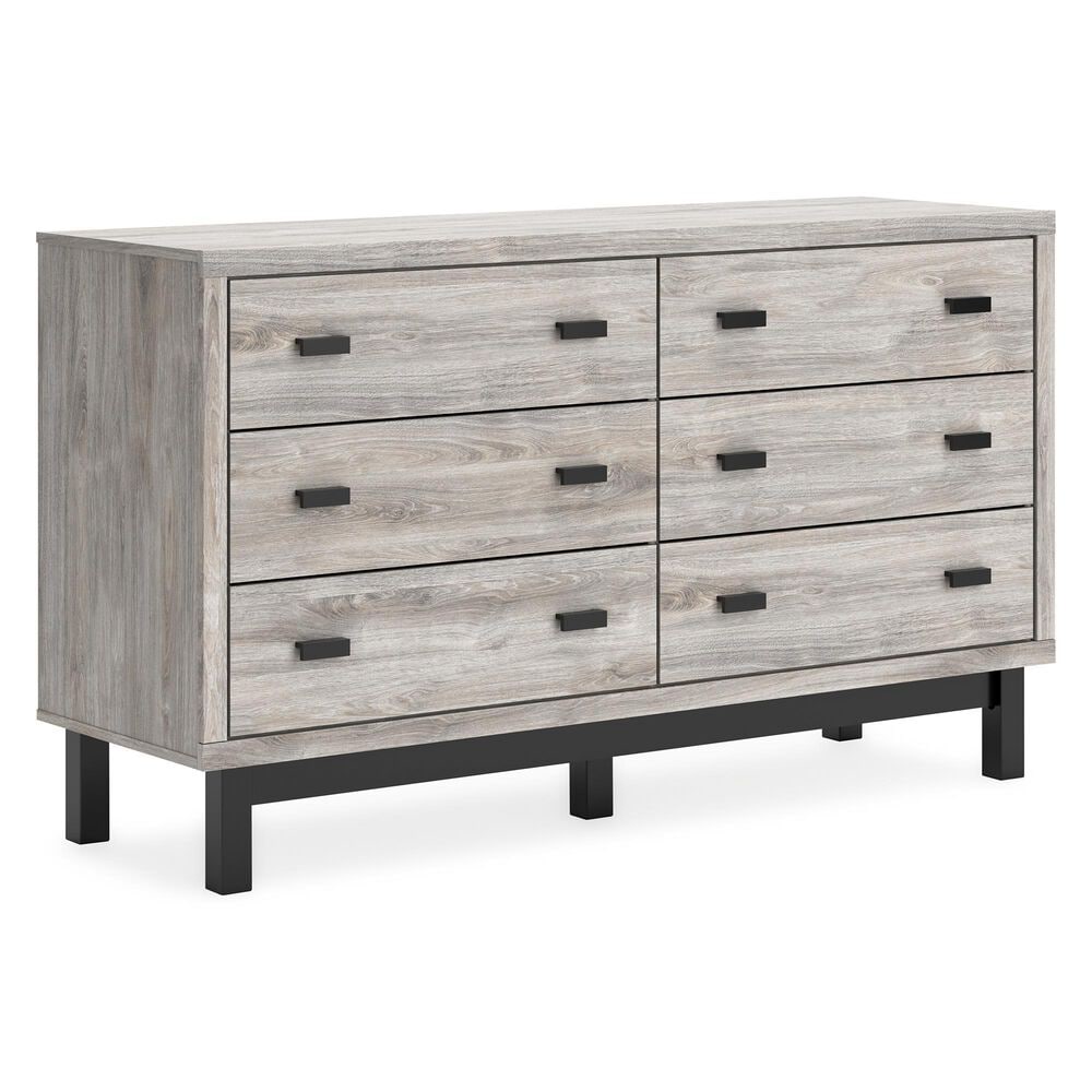 Ashley Vessalli 6-Drawer Dresser in Light Gray and Matte Black, , large