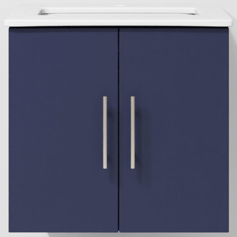 Lexora Home Geneva 24" Single Bathroom Vanity in Navy Blue with 2 cm White Cultured Marble Top and Rectangular Sink, , large