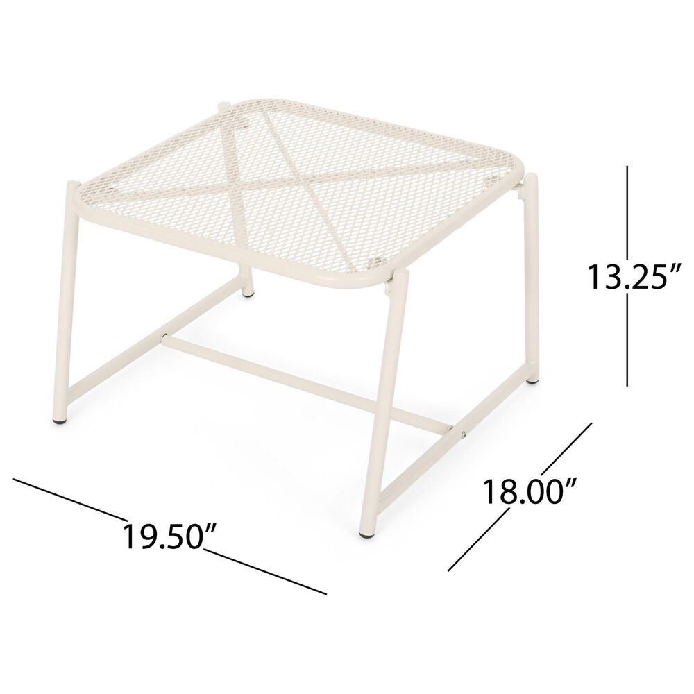 Hearth and Haven Kincaid Outdoor Square Metal Side Table with Mesh Top in Matte White, , large