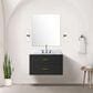 Lexora Home Castor 30" Single Bathroom Vanity in Black with 2 cm White Carrara Marble Top and Rectangular Sink, , large