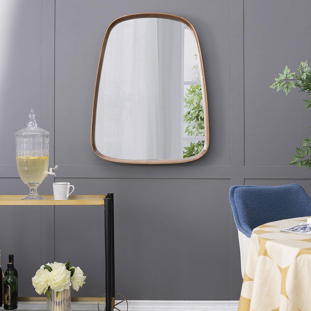 A&amp;B Home Wayne 37.5&quot; Curved Accent Wall Mirror in Brown, , large
