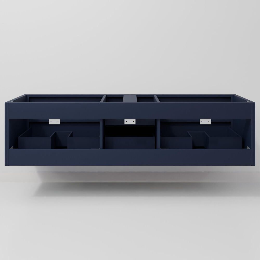 Lexora Home Castor 60" Double Bathroom Vanity in Blue with 2 cm White Carrara Marble Top and Rectangular Sinks, , large