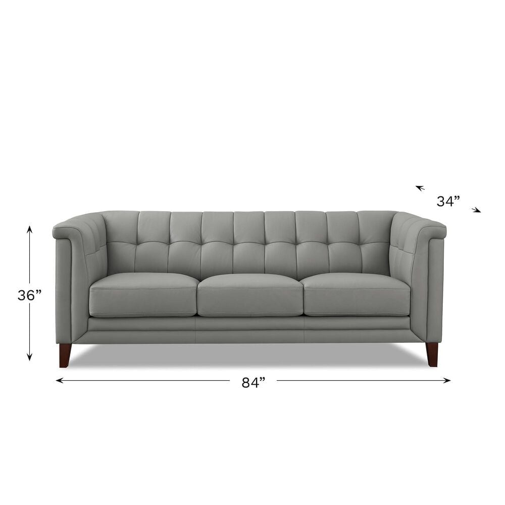 Hydeline Arvo Stationary Leather Sofa in Silver Gray, , large