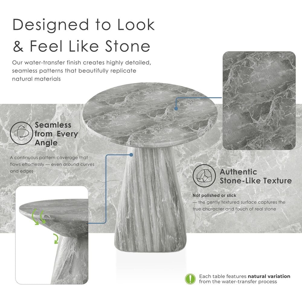 Furniture of America Karvyn 18" Marble Side Table in Gray, , large