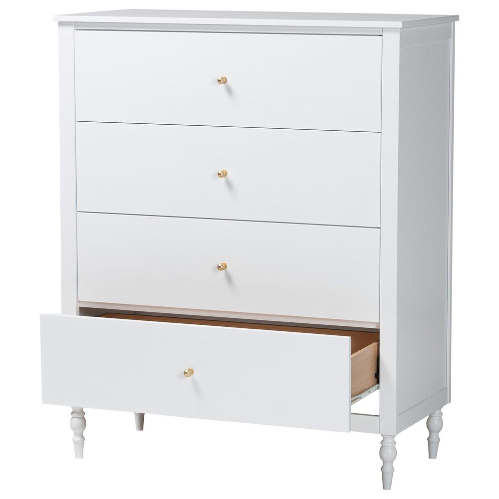 Baxton Studio Roni 4-Drawer Chest in White, , large