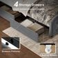 HOMLUX Full Upholstered Platform Storage Bed Frame with Headboard in Gray, , large