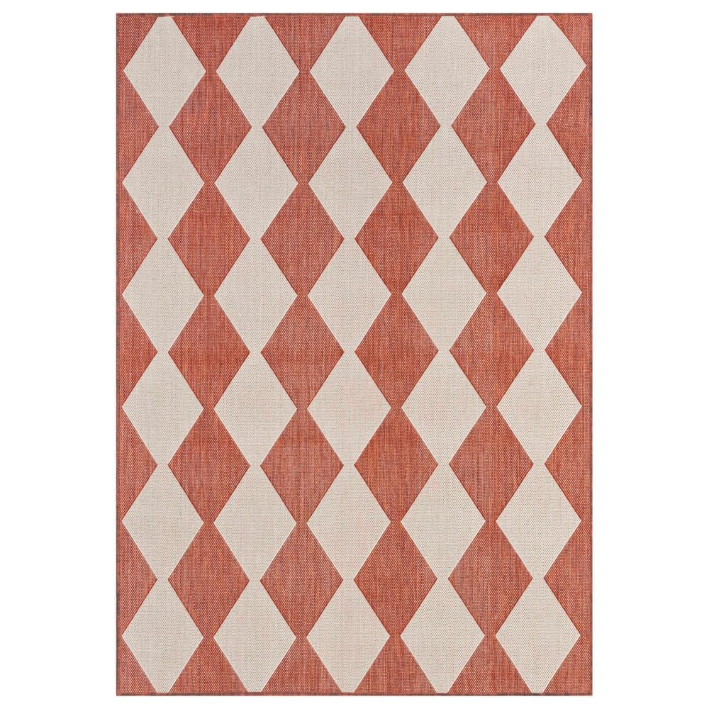 Nourison Positano Geometric Terracotta 4" x 6" Indoor/Outdoor Area Rug, , large