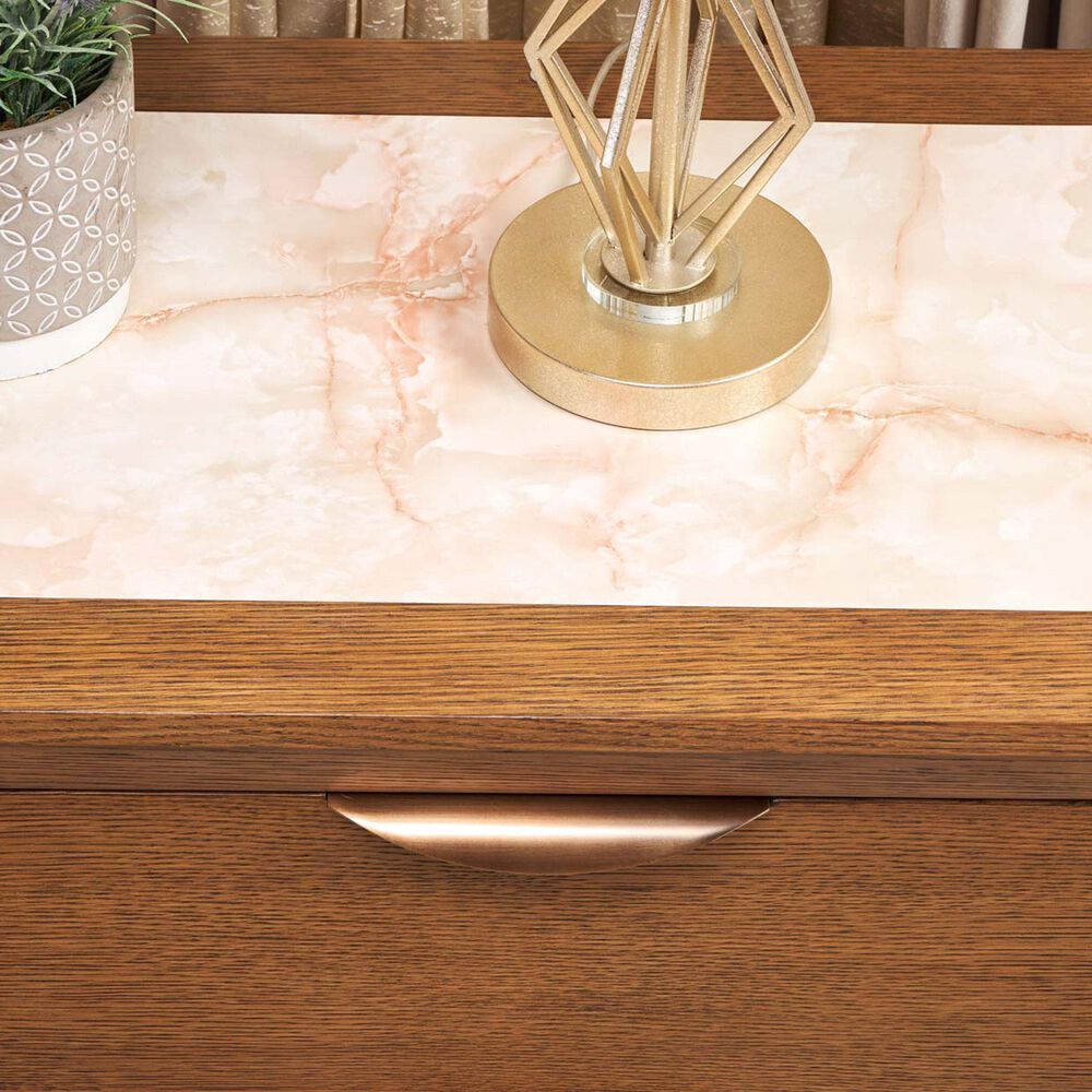 Vista Haus Portrait 2-Drawer Nightstand with LED Lights in Sienna Brown, Cream and Peach, , large