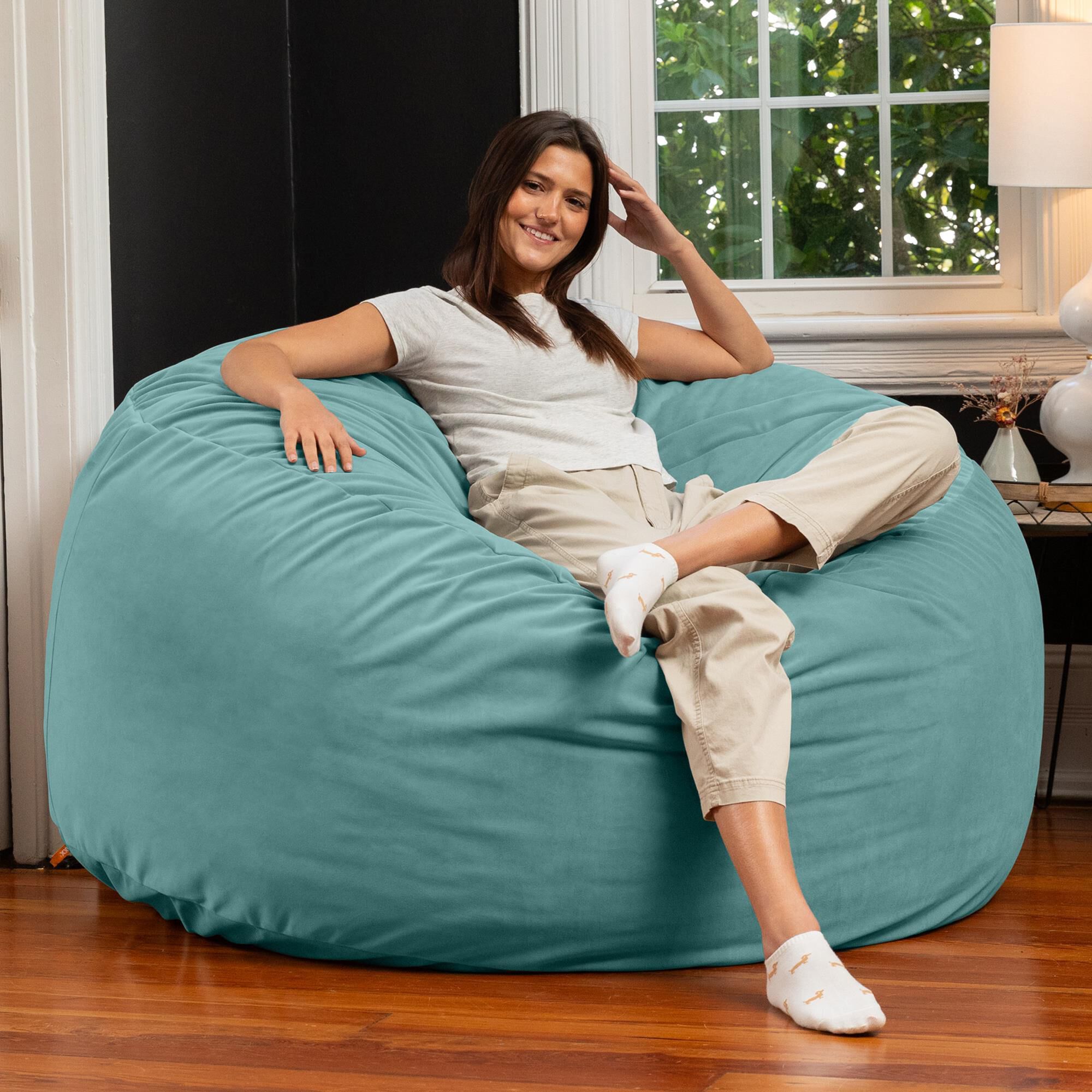 Jaxx Saxx 5' Large Round Bean Bag Chair in Turquoise