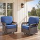 Hearth and Haven Outdoor Swivel Glider Chair with Blue Cushion in Brown (Set of 2), , large