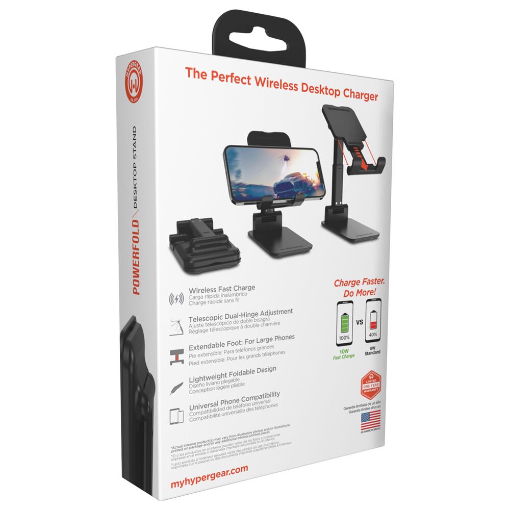 Hypercel Power Fold 10W Wireless Charging Stand in Black, , large