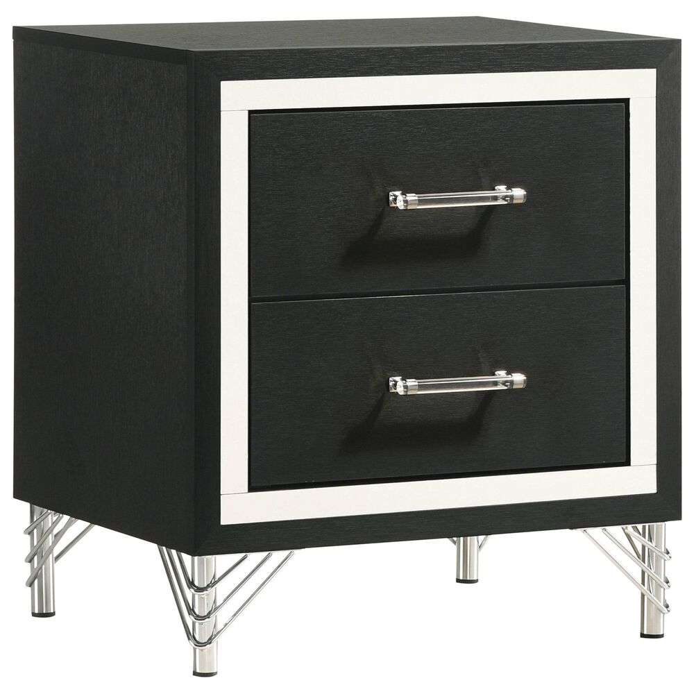Coaster Lucia 2-Drawer Nightstand in Black and Chrome, , large