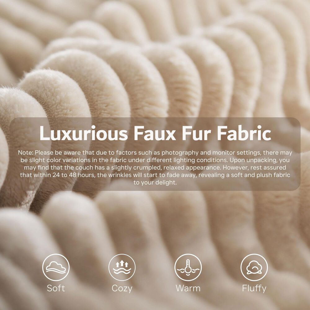 HOMLUX HOMLUX Modular Corduroy Sectional Sofa with Right Chaise, U Shaped Cloud Couch Set in Beige, , large