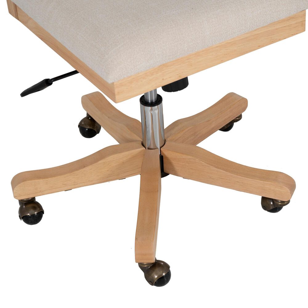 Linon Home Decor Bauer Swivel Office Chair with Cream Cushion in Natural, , large
