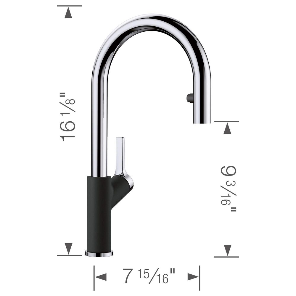 Blanco Urbena 1.5 GPM Pull-Down Kitchen Faucet in Chrome and Coal Black, , large