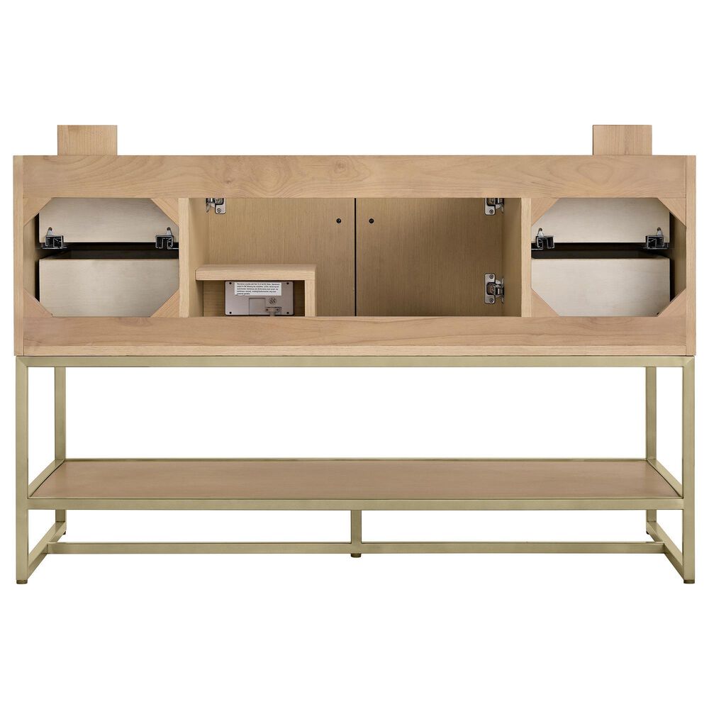 37B Mauri 48" Single Bathroom Vanity with Metal Base in Warm Oak with High-Profile 4" White Composite Stone Top, , large