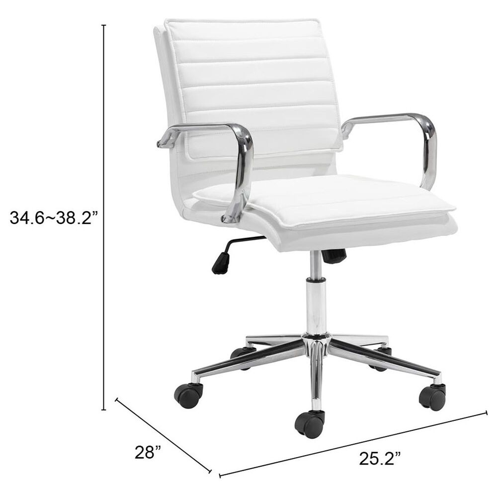 Zuo Modern Partner Office Chair in White and Chrome, , large