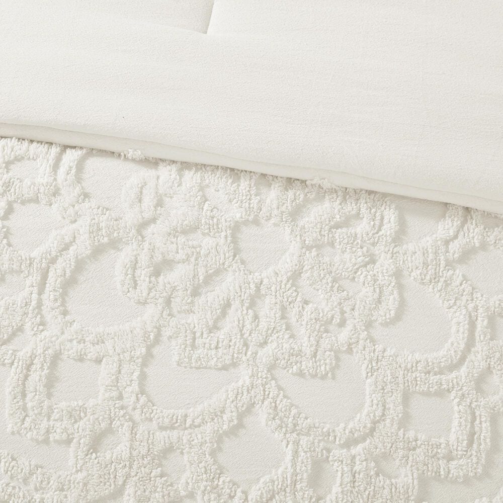 Hampton Park Laetitia 3-Piece Full/Queen Tufted Cotton Chenille Medallion Comforter Set in Off-White, , large