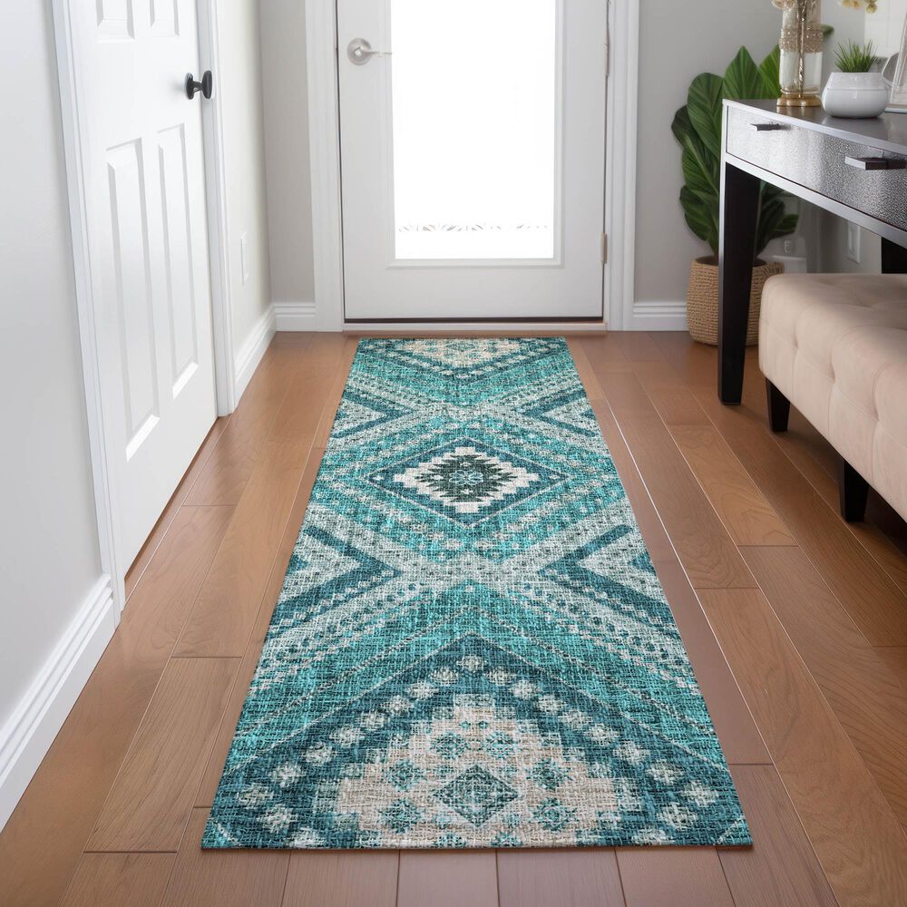 Dalyn Rug Company Portico PO5 Teal 2&#39;3&quot; x 7&#39;6&quot; Runner, , large