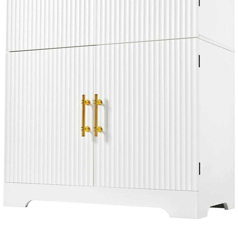HOMLUX 72" Tall Arched Kitchen Pantry Cabinet in White, , large