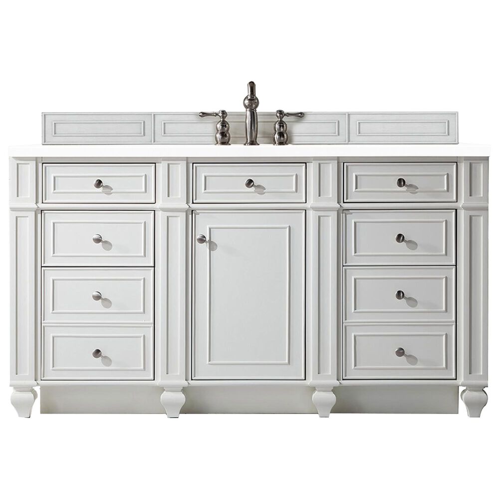 James Martin Vanities Bristol 30" Single Bathroom Vanity in Bright White with 3 cm White Zeus Quartz Top and Rectangular Sink, , large