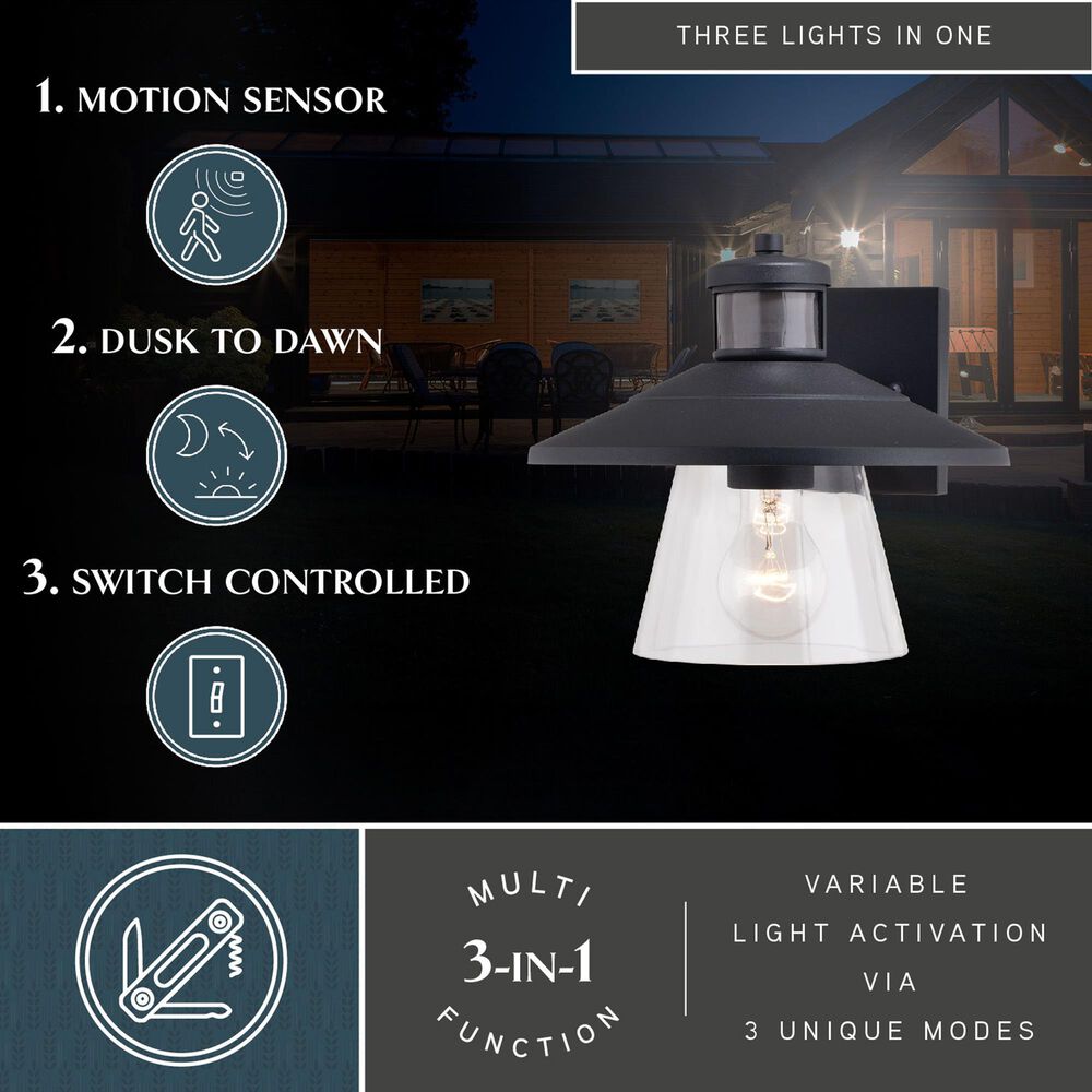 Vaxcel Westport 1-Light Outdoor Motion Sensor Wall Sconce in Textured Black, , large