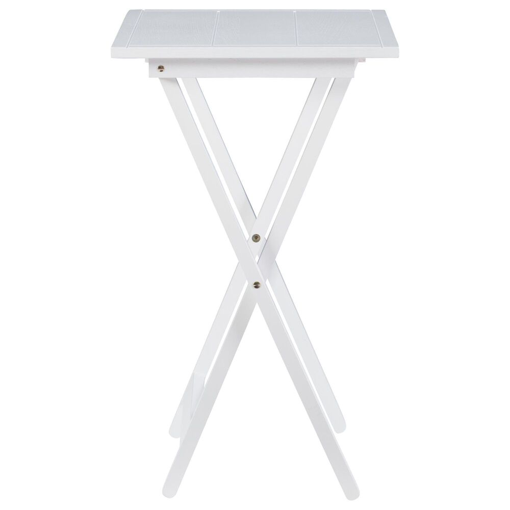 Linon Home Decor Lisbon Folding TV Tray Table Set with Stand in White (Set of 4), , large