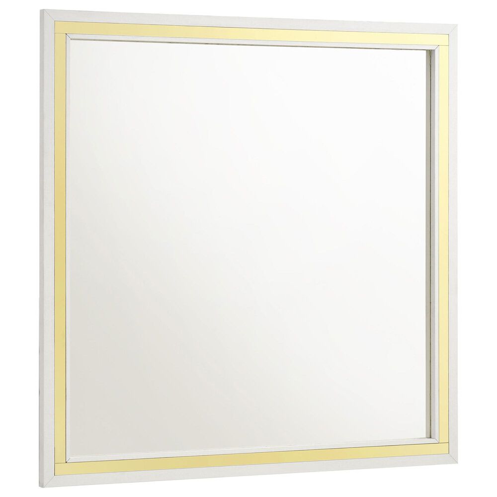 Pacific Landing Lucia Dresser Mirror in Bright White and Gleaming Gold, , large