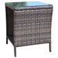 Hearth and Haven Wicker Patio Coffee Table with Clear Tempered Glass Top in Brown, , large