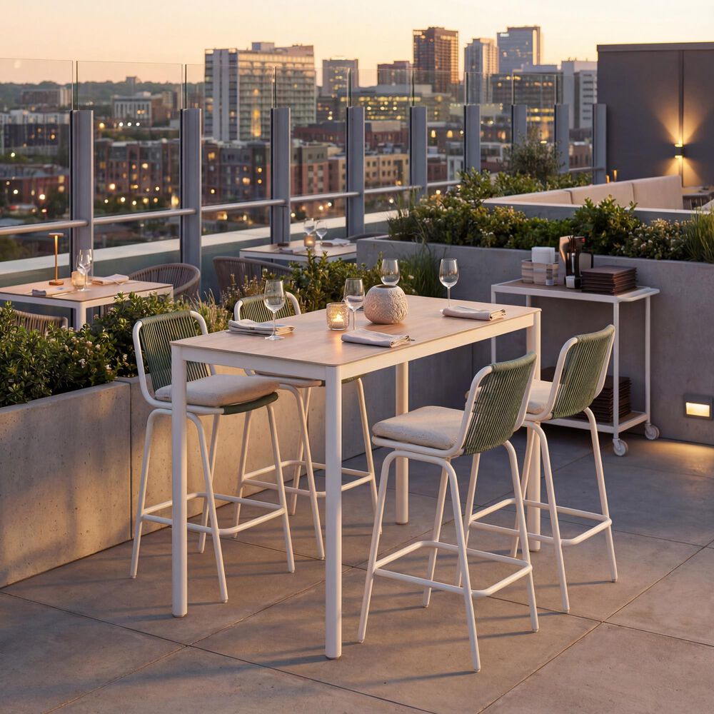 Zuo Modern Luft Patio Barstool in Beige and Green (Set of 2), , large